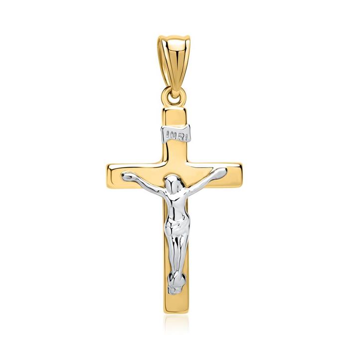 Ketting met hanger kruis jezus geelgoud witgoud