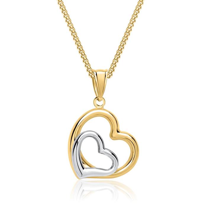 Necklace With Heart Pendant 8ct Gold Bicolor