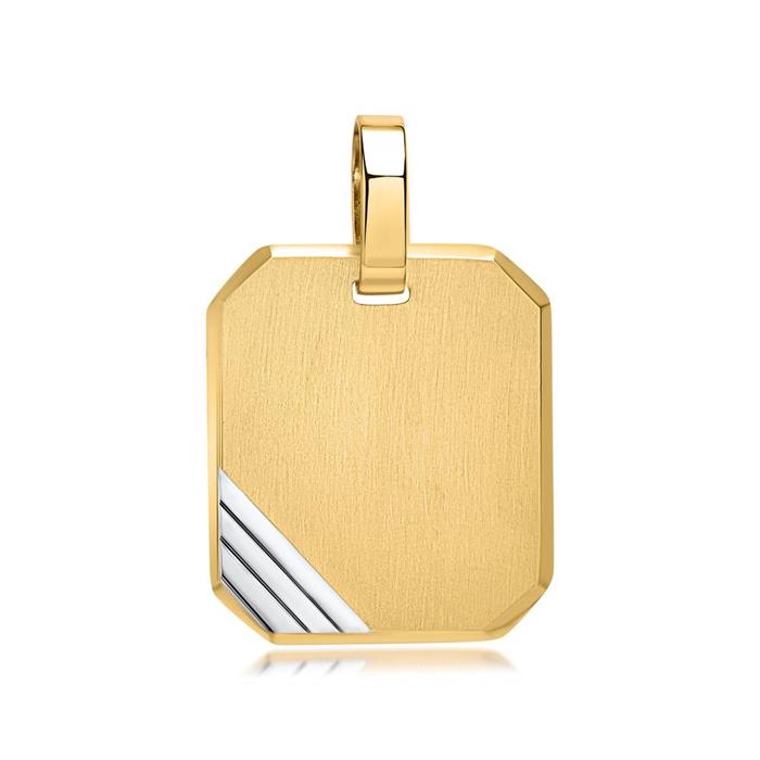 Necklace with square pendant 8ct gold bicolor