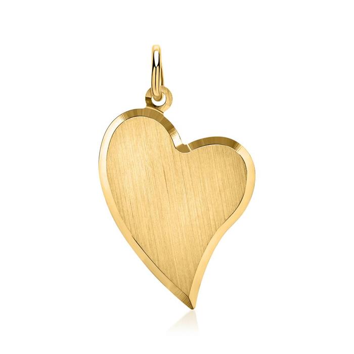 Golden heart pendant 14ct gold partially polished