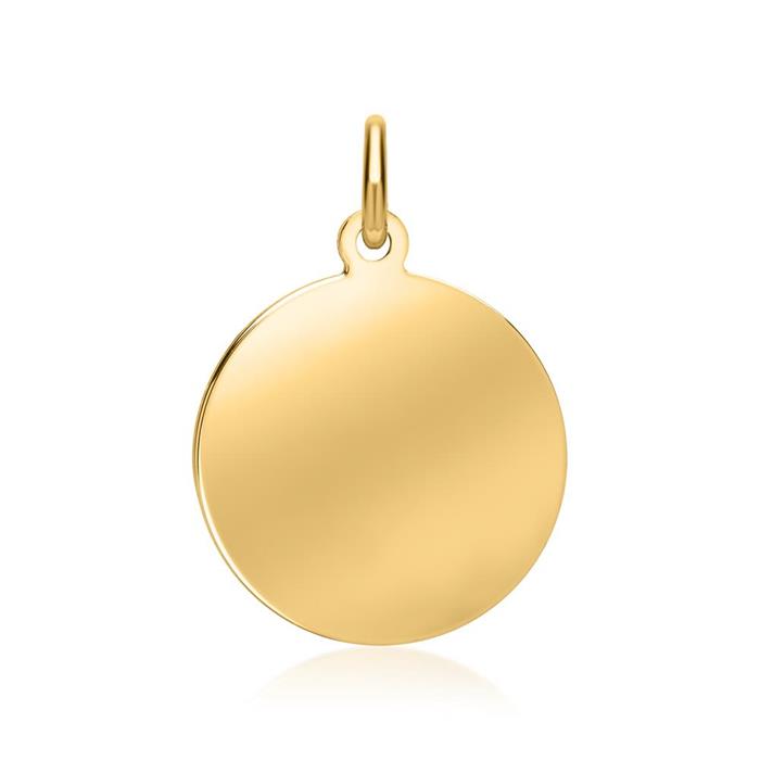 Necklace round pendant engravable 14ct gold