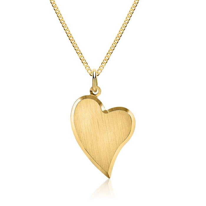 Semi-polished gold pendant heart 8ct gold