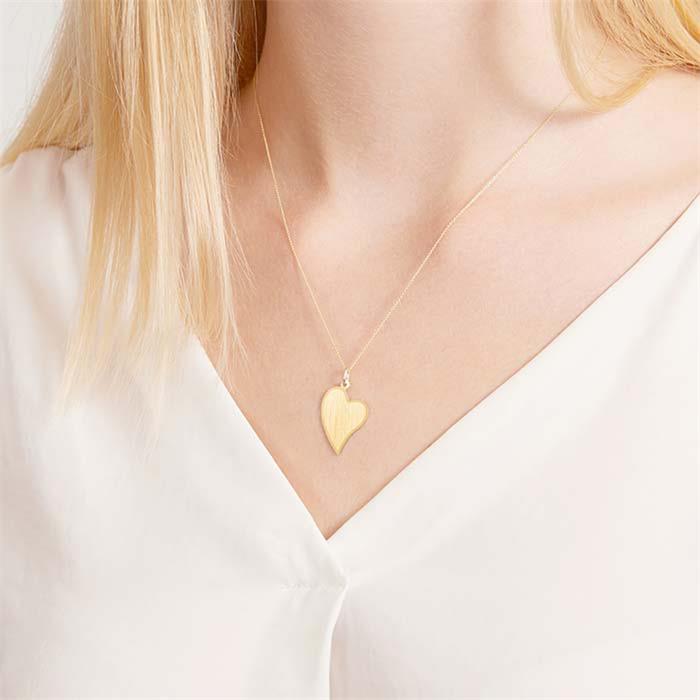 Semi-polished gold pendant heart 8ct gold