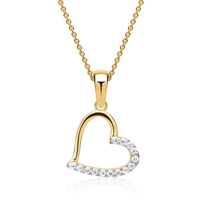 8 quilates cadena de oro con colgante de oro en forma de corazón