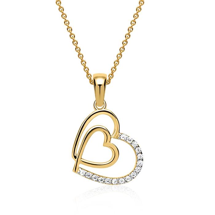 8ct gold necklace with heart shaped gold pendant