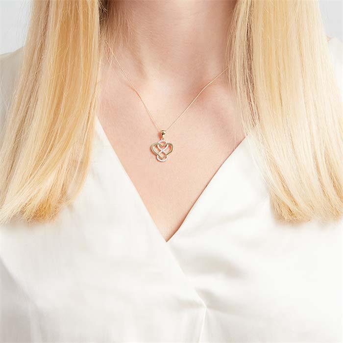 Heart infinity 8ct gold zirconia pendant