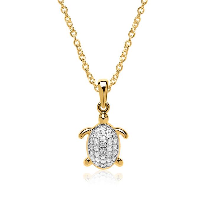 8ct gold necklace turtle zirconia