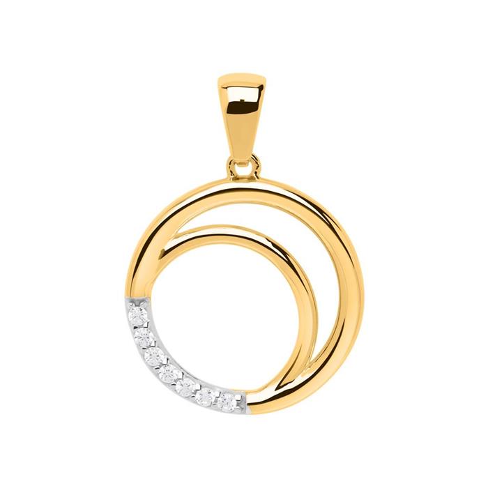 Necklace with circle pendant in 8ct gold and zirconia