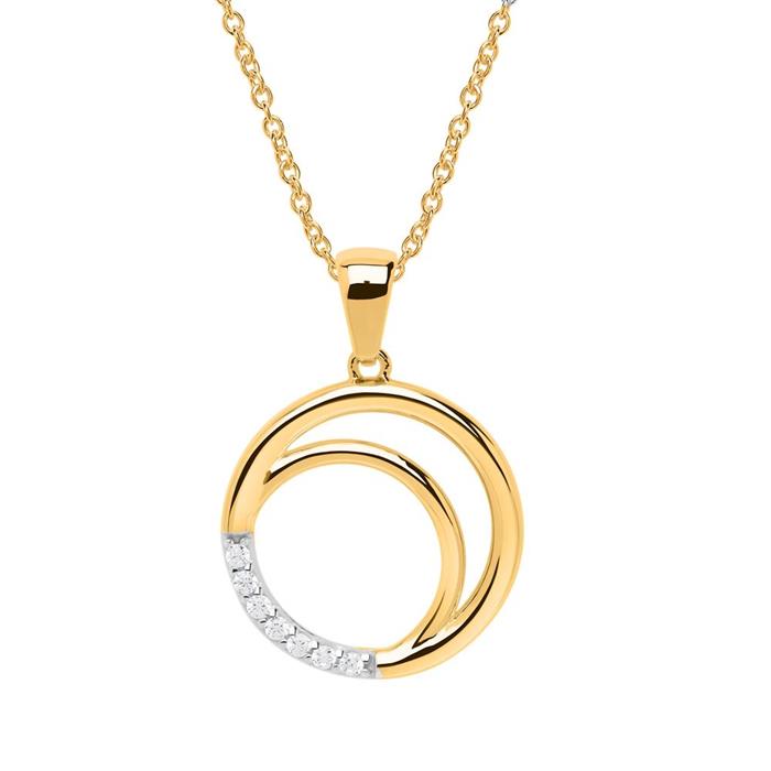 Circle pendant in 8ct gold with zirconia trimming