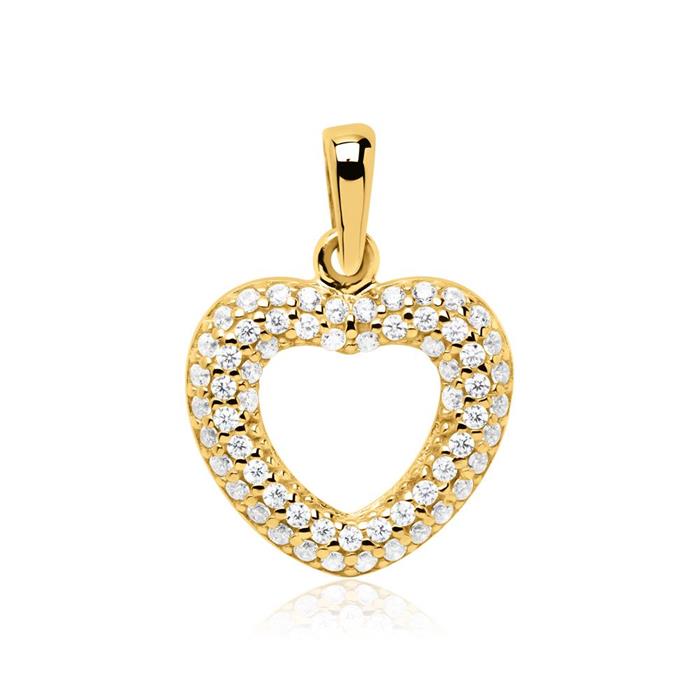 Necklace and 8ct gold heart pendant with white zirconia