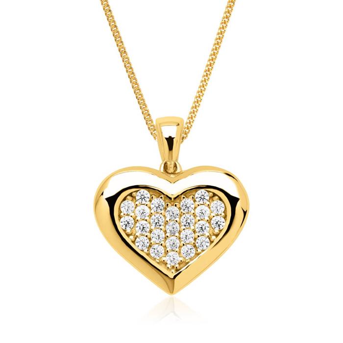 8ct gold pendant heart with white zirconia