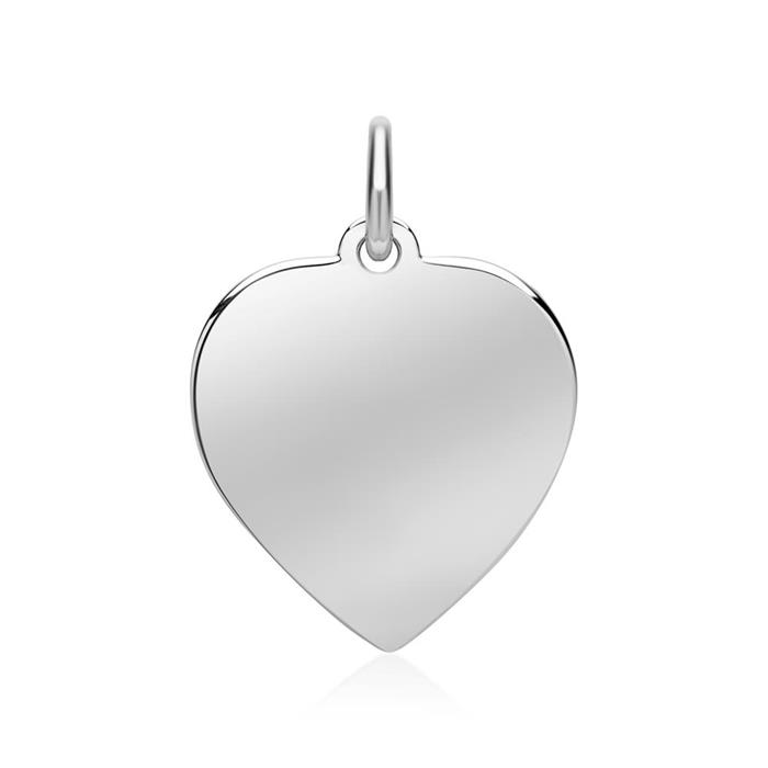 14ct white gold heart pendant engravable