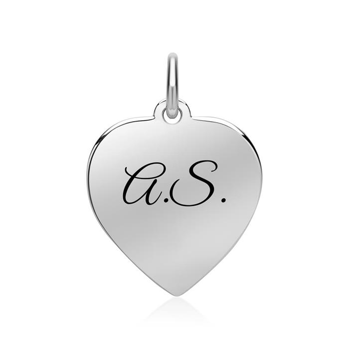 14ct white gold chain heart engravable