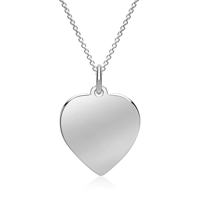 14ct white gold heart pendant engravable