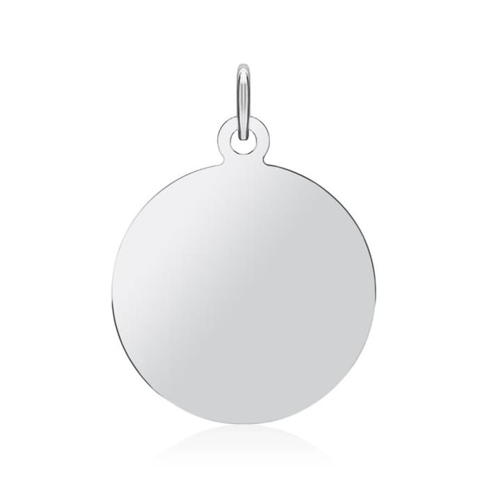 Engravable circle pendant in 14 carat white gold