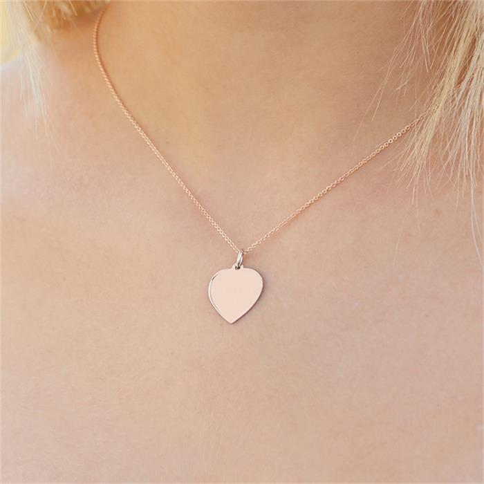 Engravable heart chain in 14ct rose gold