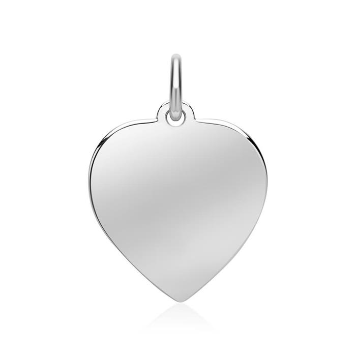 Engravable heart pendant in 8ct white gold