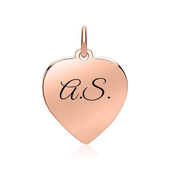 Engraving heart pendant in 8ct rose gold