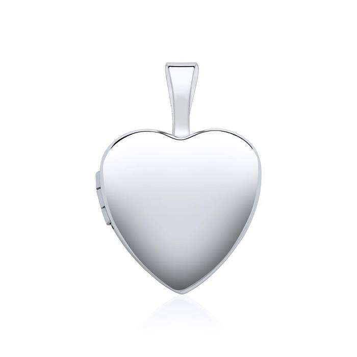 Kette und Medaillon Herz aus 14K Weißgold gravierbar