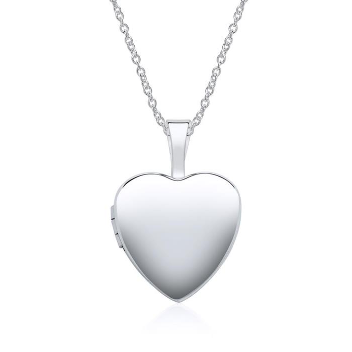 Ketting en medaillon hart in 14k witgoud graveerbaar