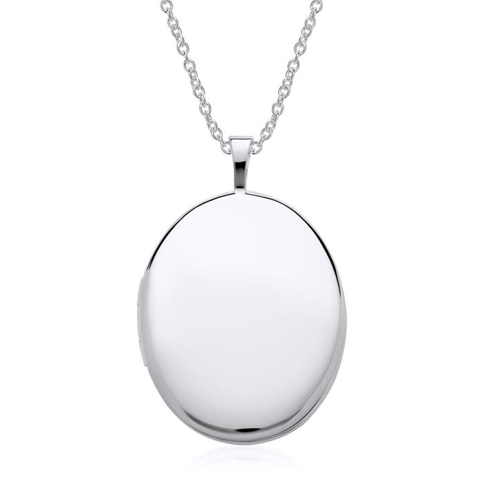 Medallion necklace in 14ct white gold Oval and engravable