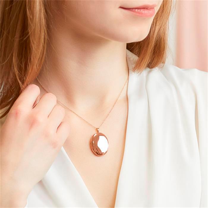 Necklace with medallion in 14ct rose gold engravable