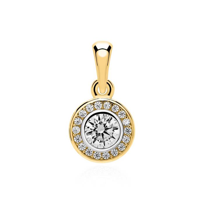 Pendant in 9K gold with zirconia