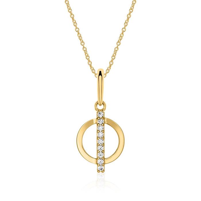 Pendant for ladies in 9K gold with zirconia