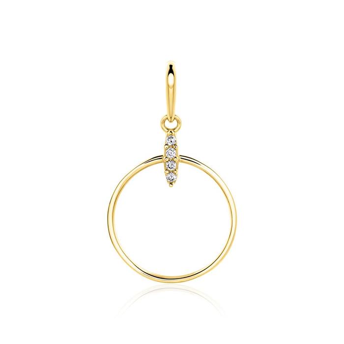 Ladies necklace circle of 9K gold with zirconia