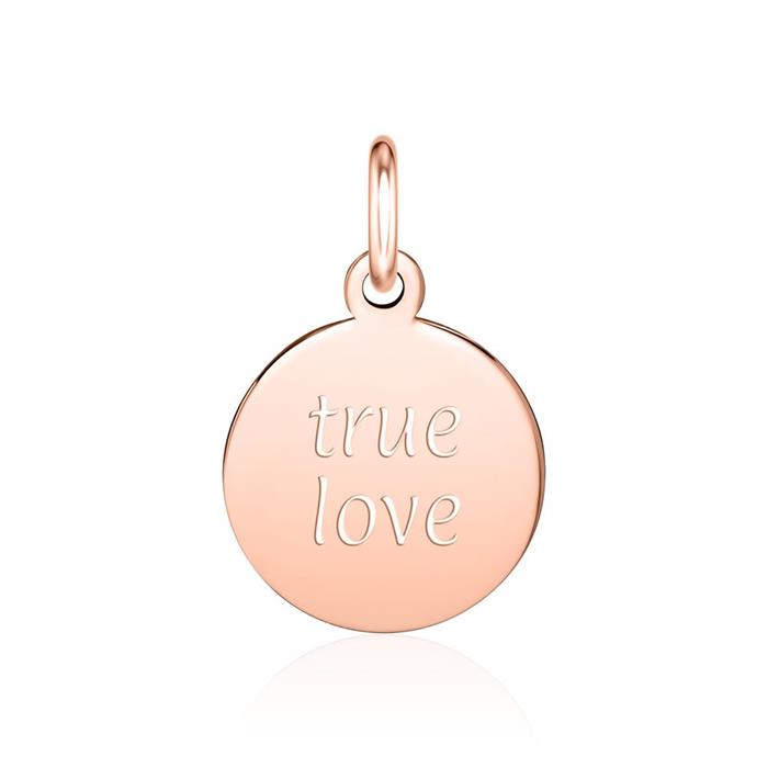 Engraved circle pendant in 14-carat rose gold