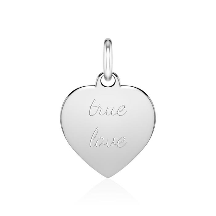 14-carat white gold heart pendant, engravable