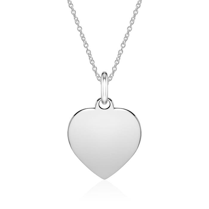 14-carat white gold heart chain, engravable