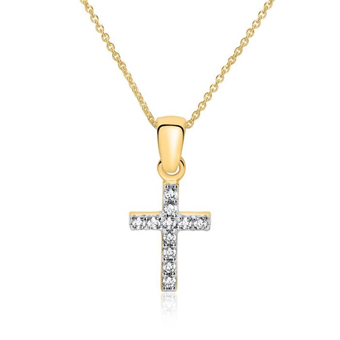 Kette Kreuz aus 375er Gold mit Zirkonia