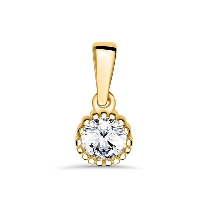 14K gold pendant for necklace with zirconia stone