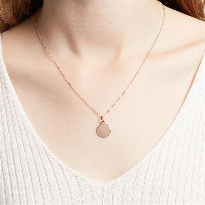Ladies Necklace With Circle Pendant In Rose Gold