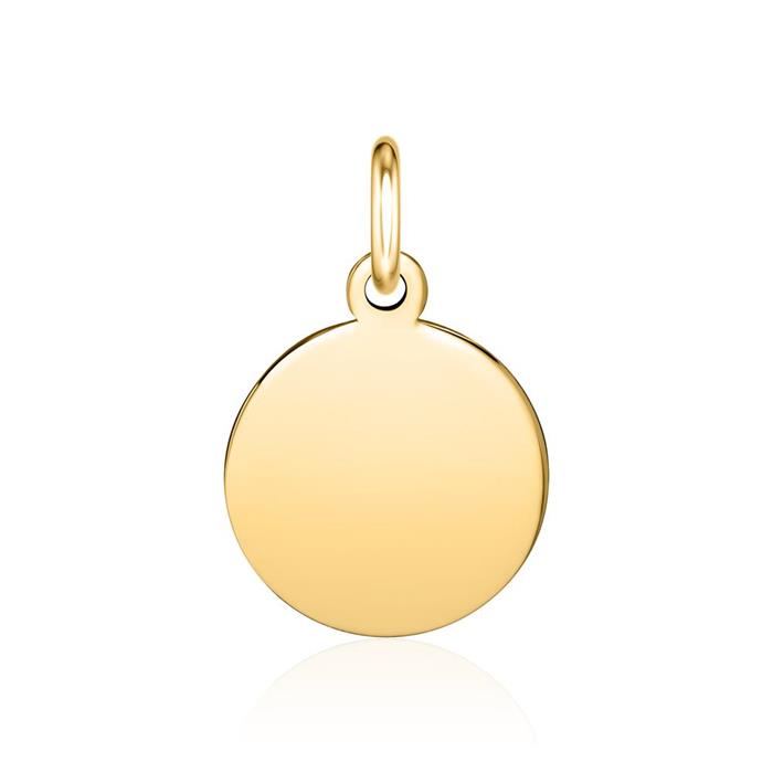 Round engraving pendant in 8 carat gold