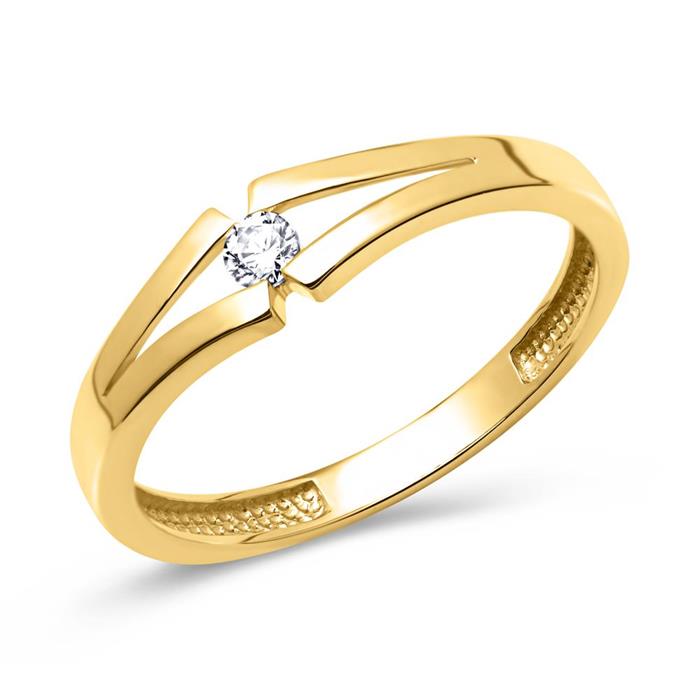 8 quilates anillo de oro amarillo pulido con circonitas