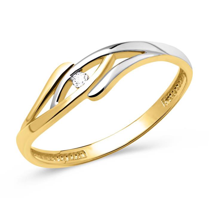 Polierter 333 Gelb- Weißgold Ring mit Zirkonia