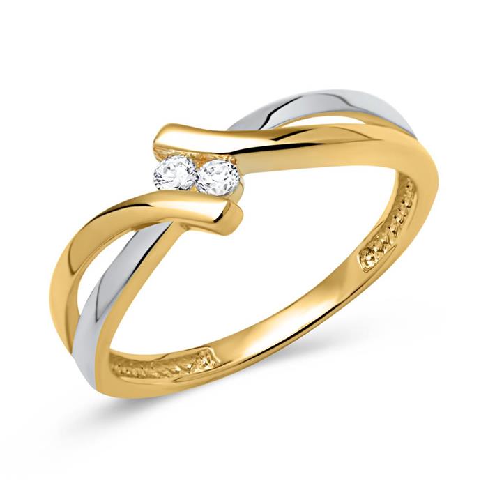 Yellow & White Gold Ring With Zirconia