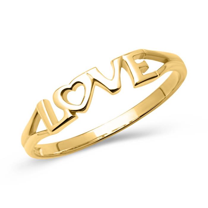 Ring met liefdesletters 8 karaat goud
