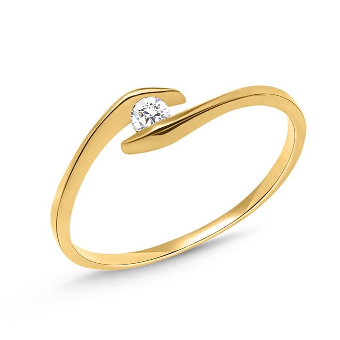 8ct gold filigree ring with zirconia