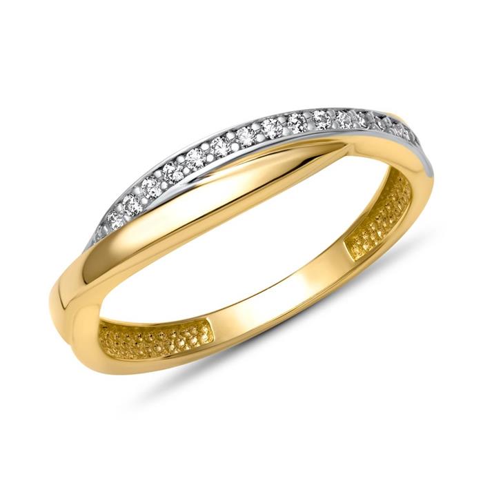 Goldring 333er silber gold twist Zirkonia