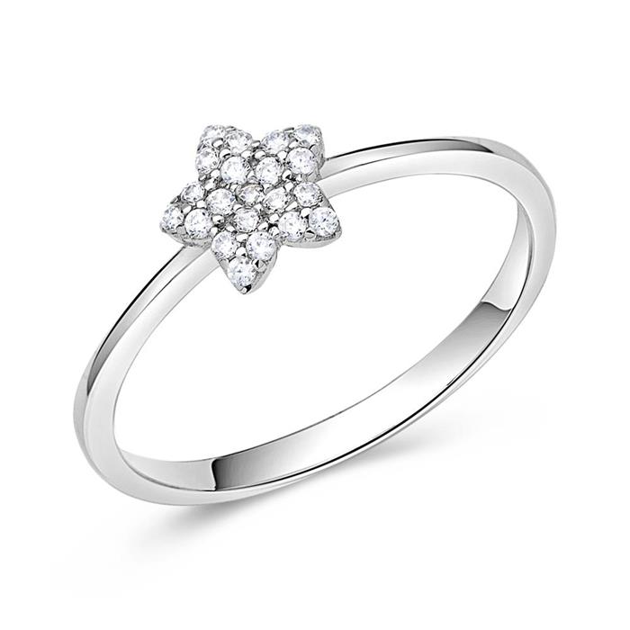 8ct gold ring with star in zirconia