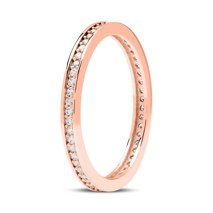 Anillo memoire 8 quilates oro rosa con circonita