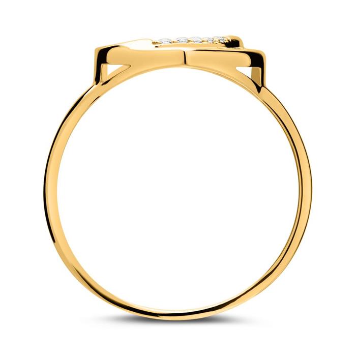 Heart ring in 8ct gold with zirconia stones