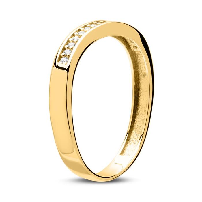 8k gouden ring met witte Zirkonia stenen