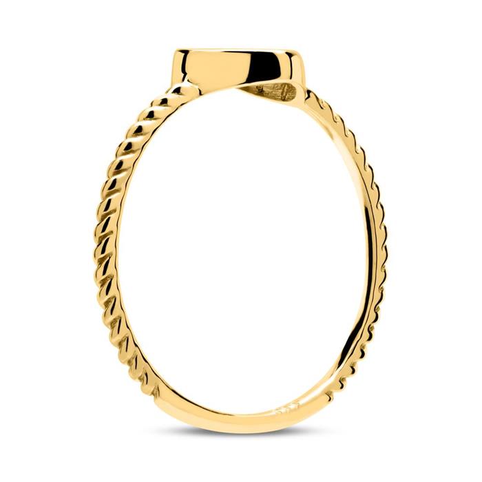 8K Gouden Hart Ring Met Cubic Zirconia