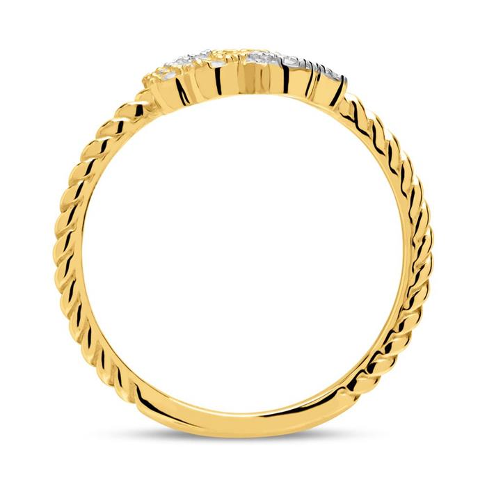 8 karaat gouden ring klavertjevier met Zirkonia