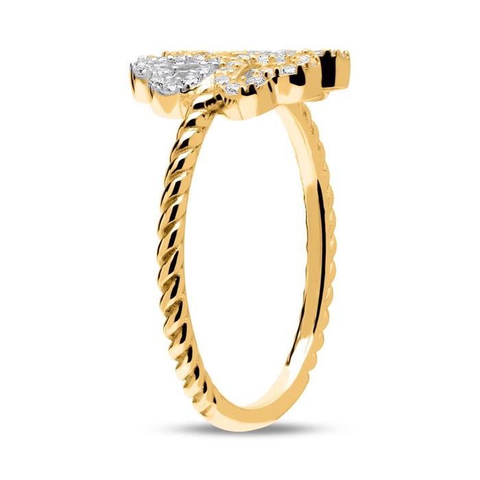 8ct gold ring four-leaf clover with zirconia
