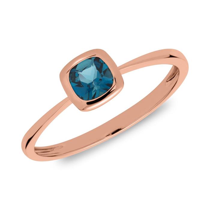 14ct rose gold ring with blue topaz